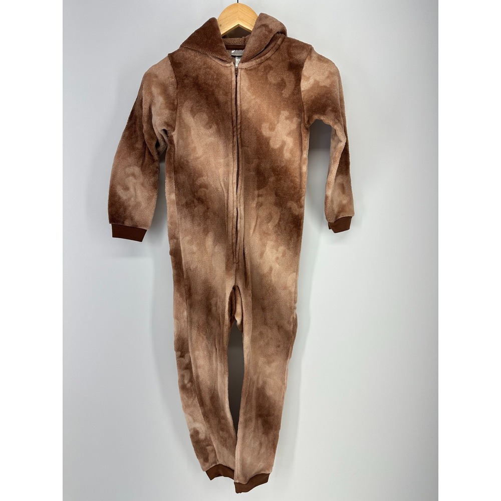 Saint Eve Kids Sloth footie Union Suit Unisex S 7/8 Brown Fleece Hooded Pajamas